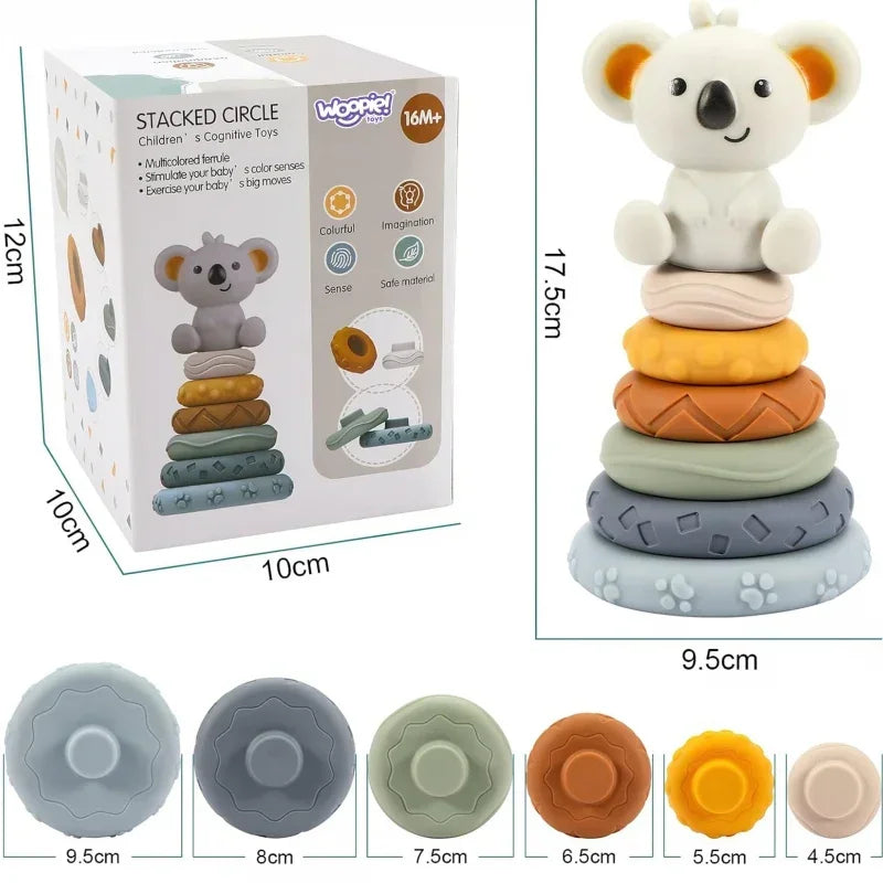 Woopie zestaw piramidka Koala gryzak 2w1 kreatywna zabawa dzieci - zabawki-dla-dziewczynki