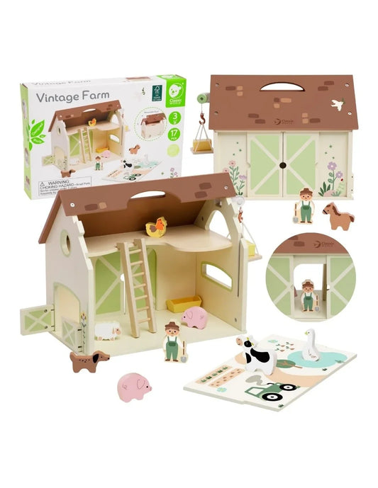 CLASSIC WORLD Drewniany Domek Farma dla dzieci od 3 lat - zabawki-dla-dziewczynki