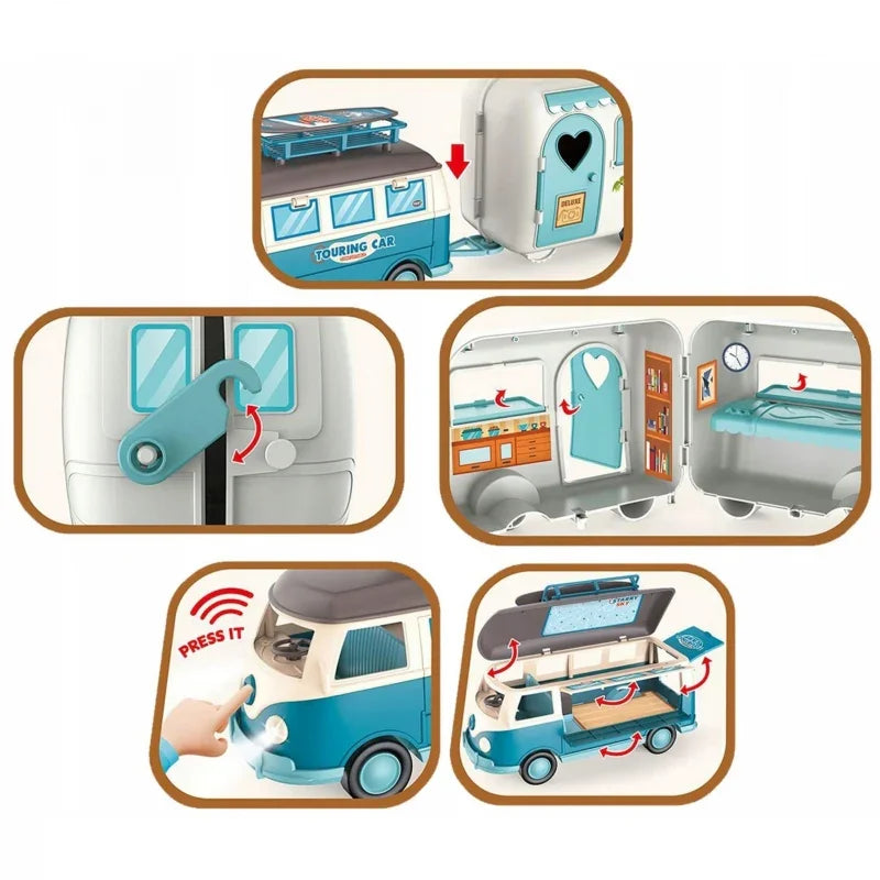 WOOPIE Kamper XL dla Lalek Zestaw Kempingowy z Przyczepką - zabawki-dla-dziewczynki