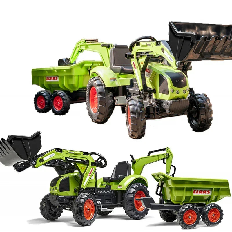 Traktor FALK CLAAS AVEC zielony na pedały z przyczepką - zabawki-dla-dziewczynki