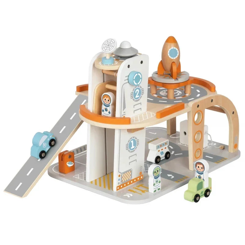 Parking drewniany TOOKY TOY kosmiczny zestaw - zabawki-dla-dziewczynki