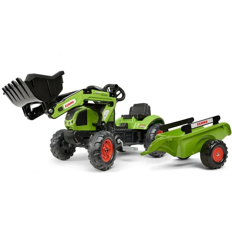 Falk Traktor Claas z przyczepą i łyżką do zabawy ruchowej dla dzieci - zabawki-dla-dziewczynki