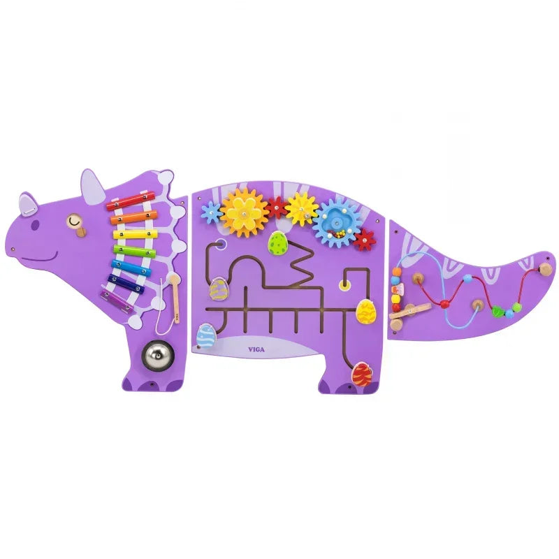 Tablica sensoryczna VIGA Triceratops drewniana zabawka edukacyjna - zabawki-dla-dziewczynki