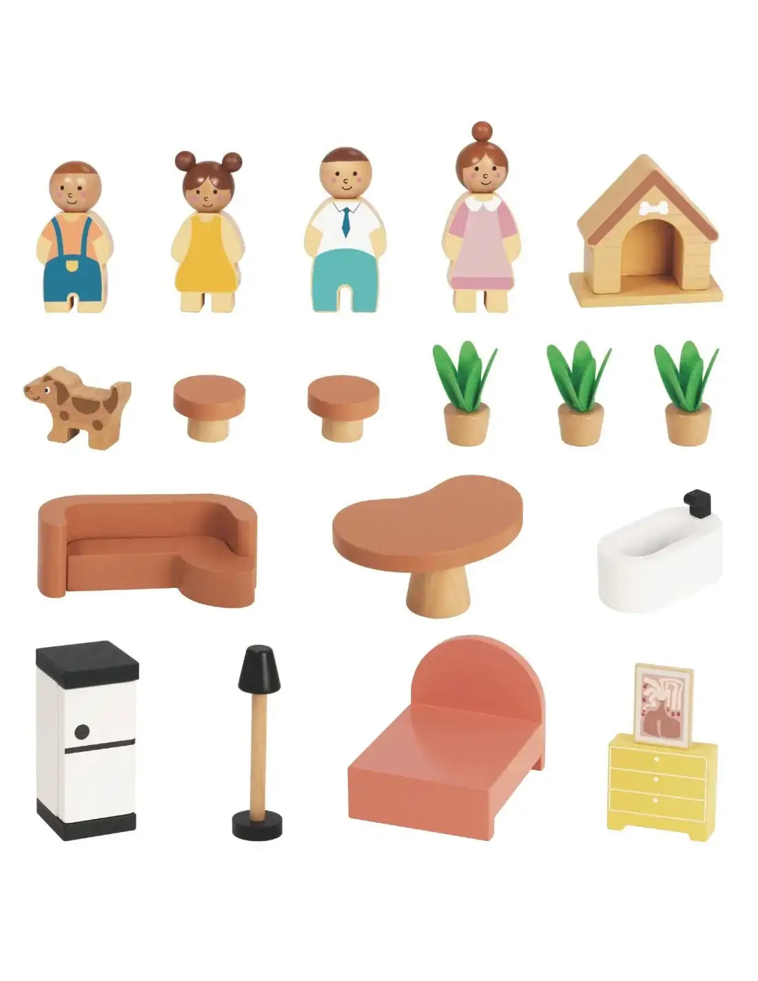 TOOKY TOY domek dla lalek z wyposażeniem i rodziną do zabawy