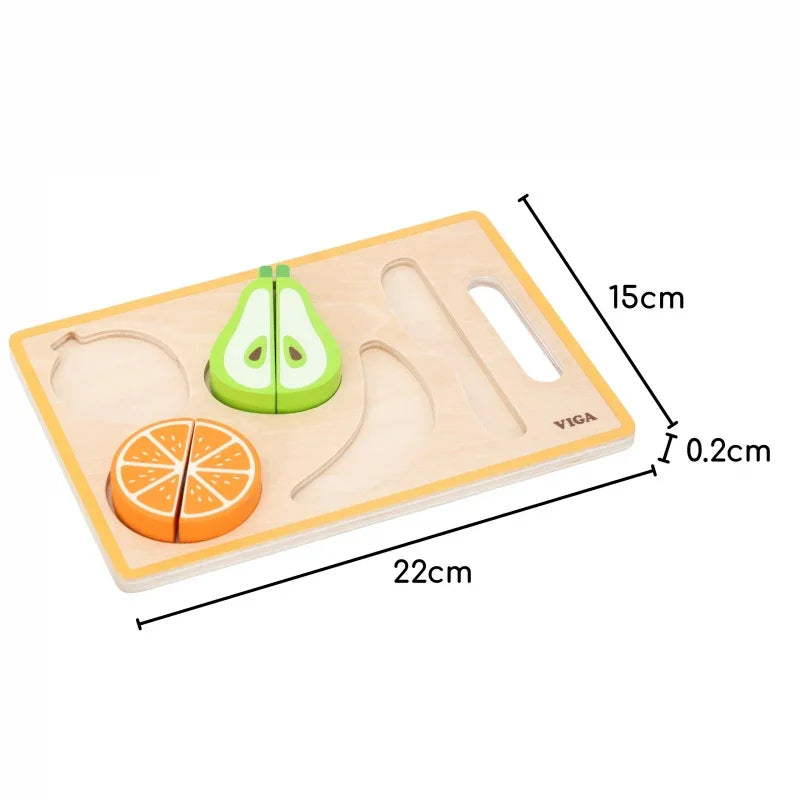 VIGA Drewniana Układanka Edukacyjna Montessori Owoce do Krojenia - zabawki-dla-dziewczynki