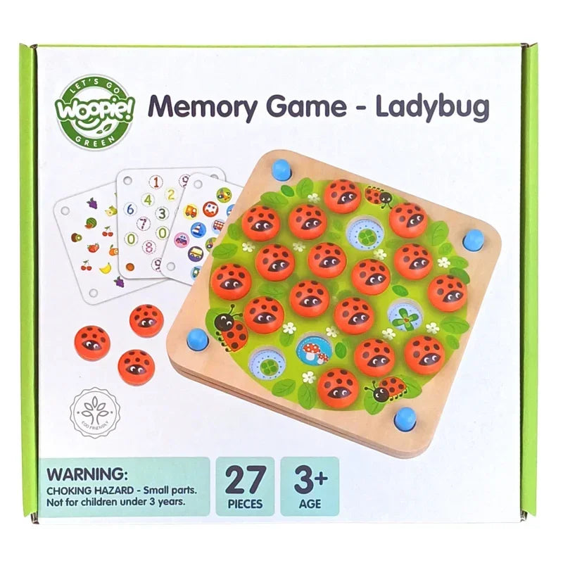 WOOPIE GREEN Memory Drewniana Gra Pamięciowa Edukacyjna Układanka Biedronka - zabawki-dla-dziewczynki
