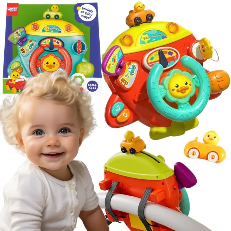 WOOPIE BABY Interaktywna Kierownica Samolot Pojazd na Łózeczko Wózek Efekty 18m+ - zabawki-dla-dziewczynki