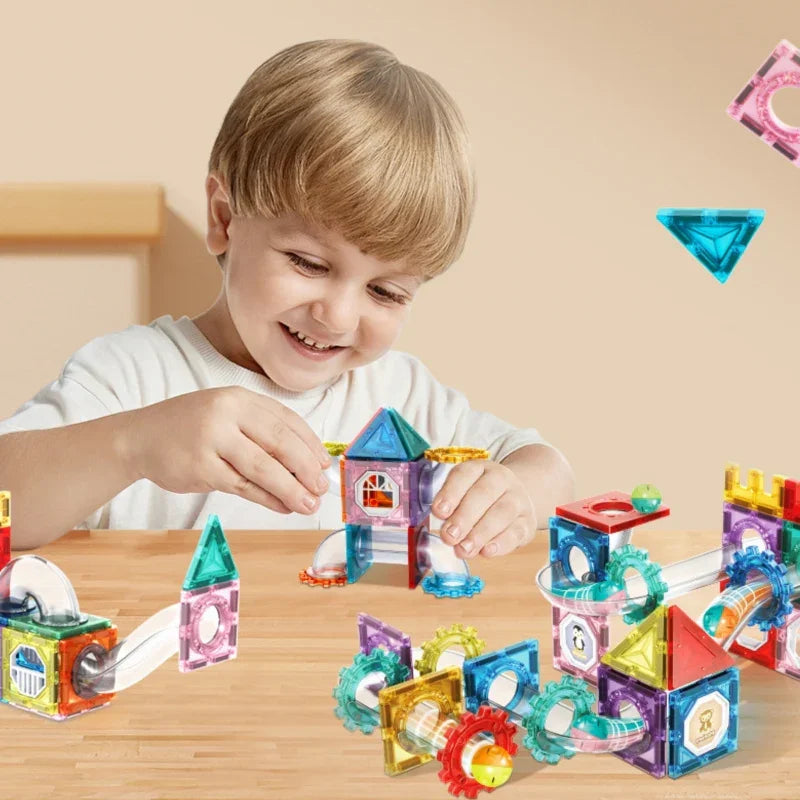 WOOPIE Klocki Magnetyczne Konstrukcyjne 3D Zestaw Edukacyjny Tor Kulkowy 126el.el. - zabawki-dla-dziewczynki