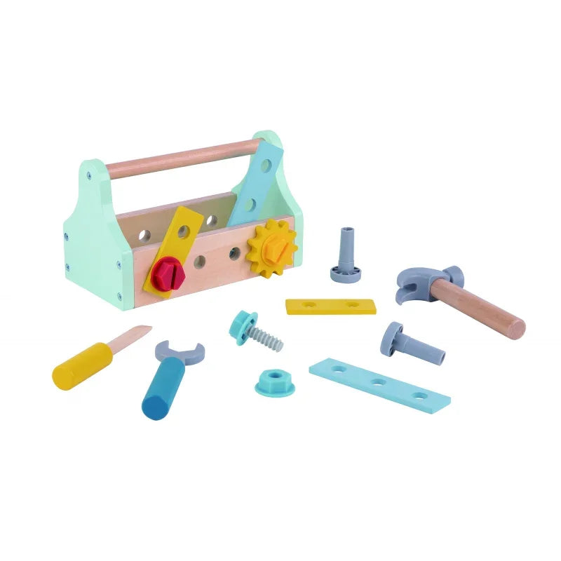 TOOKY TOY Drewniana Skrzynka z Narzędziami Zestaw 18 el. - zabawki-dla-dziewczynki