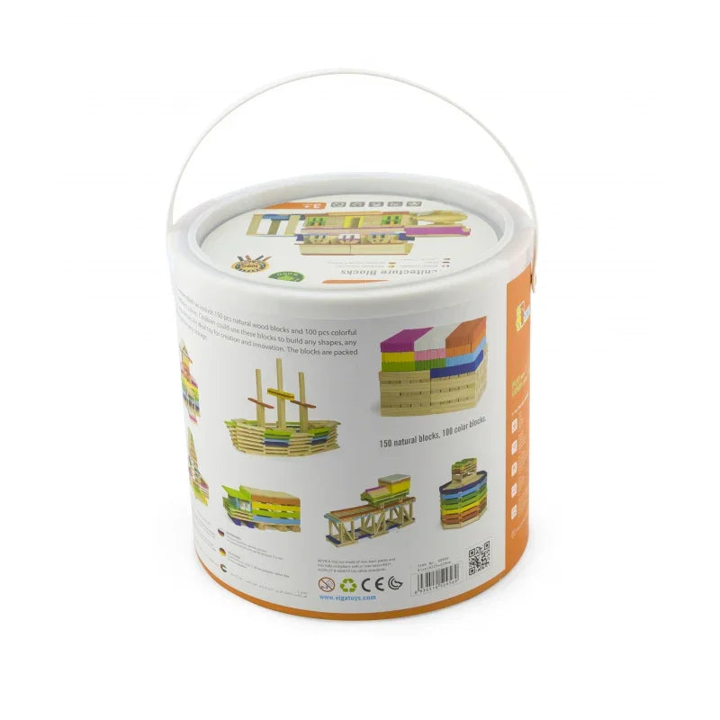 VIGA Drewniane Klocki konstrukcyjne Budynki - zabawki-dla-dziewczynki