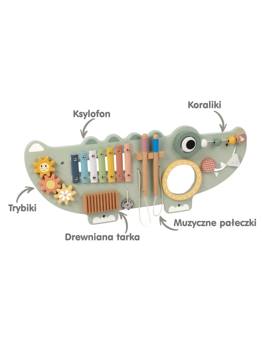 Drewniana zabawka edukacyjna TOOKY TOY Krokodyl tablica manipulacyjna