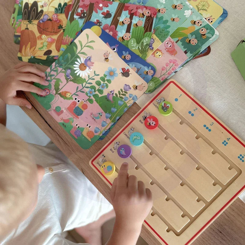 Drewniana edukacyjna gra TOOKY TOY z zwierzątkami, nauka liczenia i motoryka - zabawki-dla-dziewczynki
