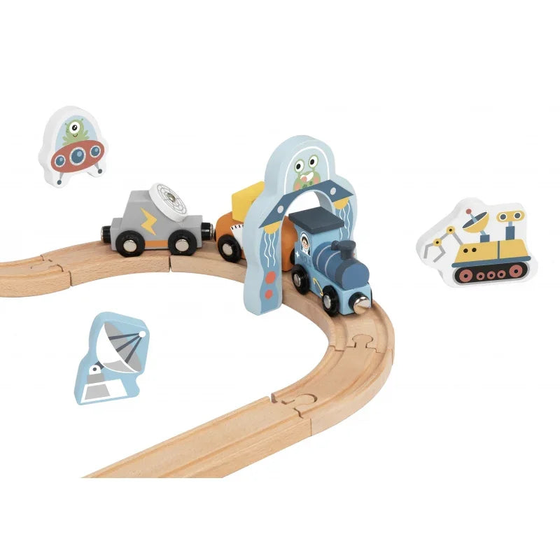 TOOKY TOY Drewniana Kolejka Kosmiczna Zestaw Tory - zabawki-dla-dziewczynki