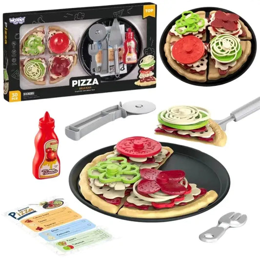 Zestaw pizzy WOOPIE XL 30 elementów do krojenia dla dzieci - zabawki-dla-dziewczynki