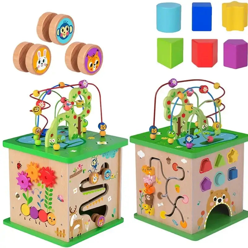 TOOKY TOY Kostka Edukacyjna Sorter Labirynt Przeplatanka Zwierzątka - zabawki-dla-dziewczynki