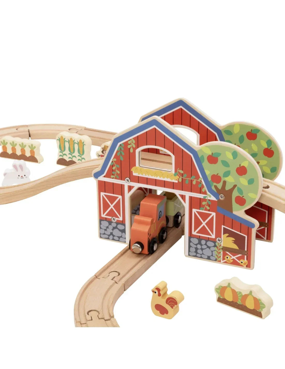 TOOKY TOY kolejka drewniana Farma z akcesoriami i zwierzątkami