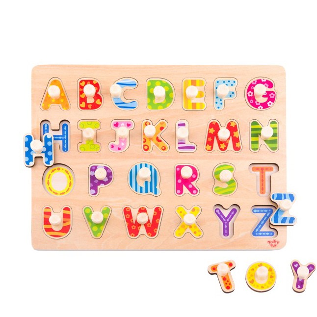 4-TOOKY TOY Puzzle Układanka Montessori z Pinezkami Alfabet-4
