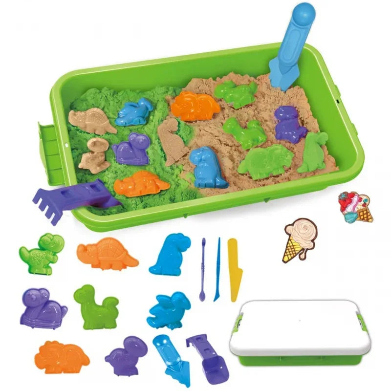 WOOPIE Piasek Kinetyczny 1,5 kg Zestaw XXL ZOO Safari Stolik z Foremkami - zabawki-dla-dziewczynki