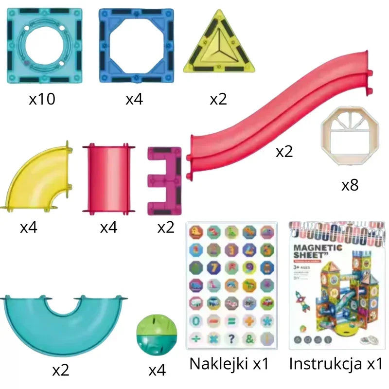 Zestaw klocków magnetycznych WOOPIE Tor Kulkowy 42 el. - zabawki-dla-dziewczynki