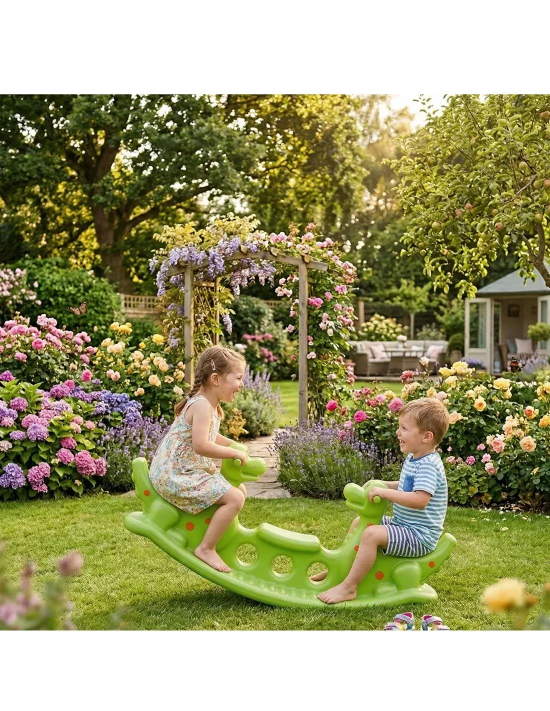 Huśtawka równoważna Dino WOOPIE wieloosobowa - zabawki-dla-dziewczynki