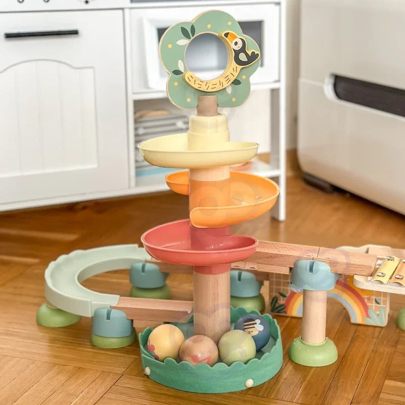 9-WOOPIE GREEN Drewniany Tor Kulkowy z Efektami Dźwiękowymi Cymbałki FSC-9