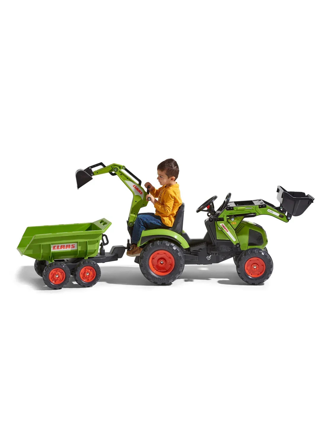 FALK CLAAS realistyczny traktor na pedały z ładowarką - zabawki-dla-dziewczynki