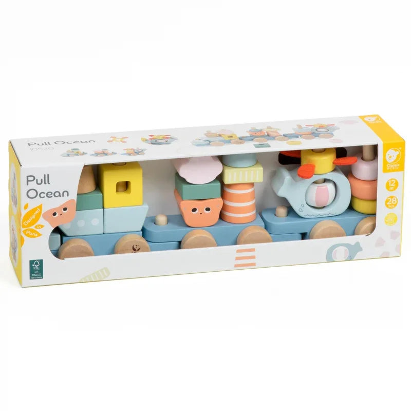 CLASSIC WORLD Montessori Kolejka Ocean Drewniana Układanka - zabawki-dla-dziewczynki