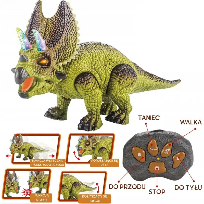 WOOPIE Dinozaur Zdalnie Sterowany RC Robot Triceratops - zabawki-dla-dziewczynki