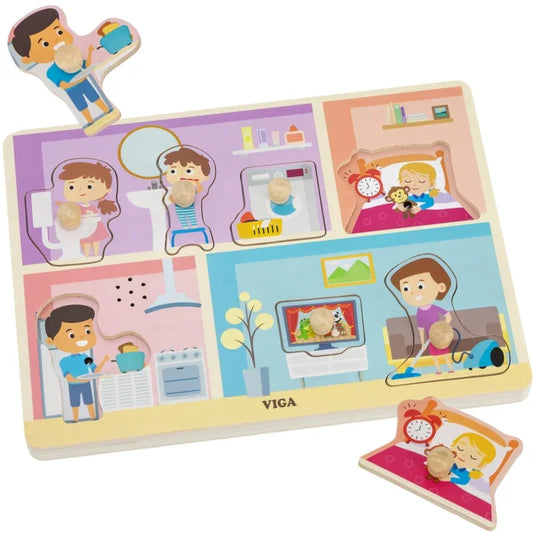 VIGA Puzzle Dźwiękowe Dopasuj Codzienne Aktywności - zabawki-dla-dziewczynki