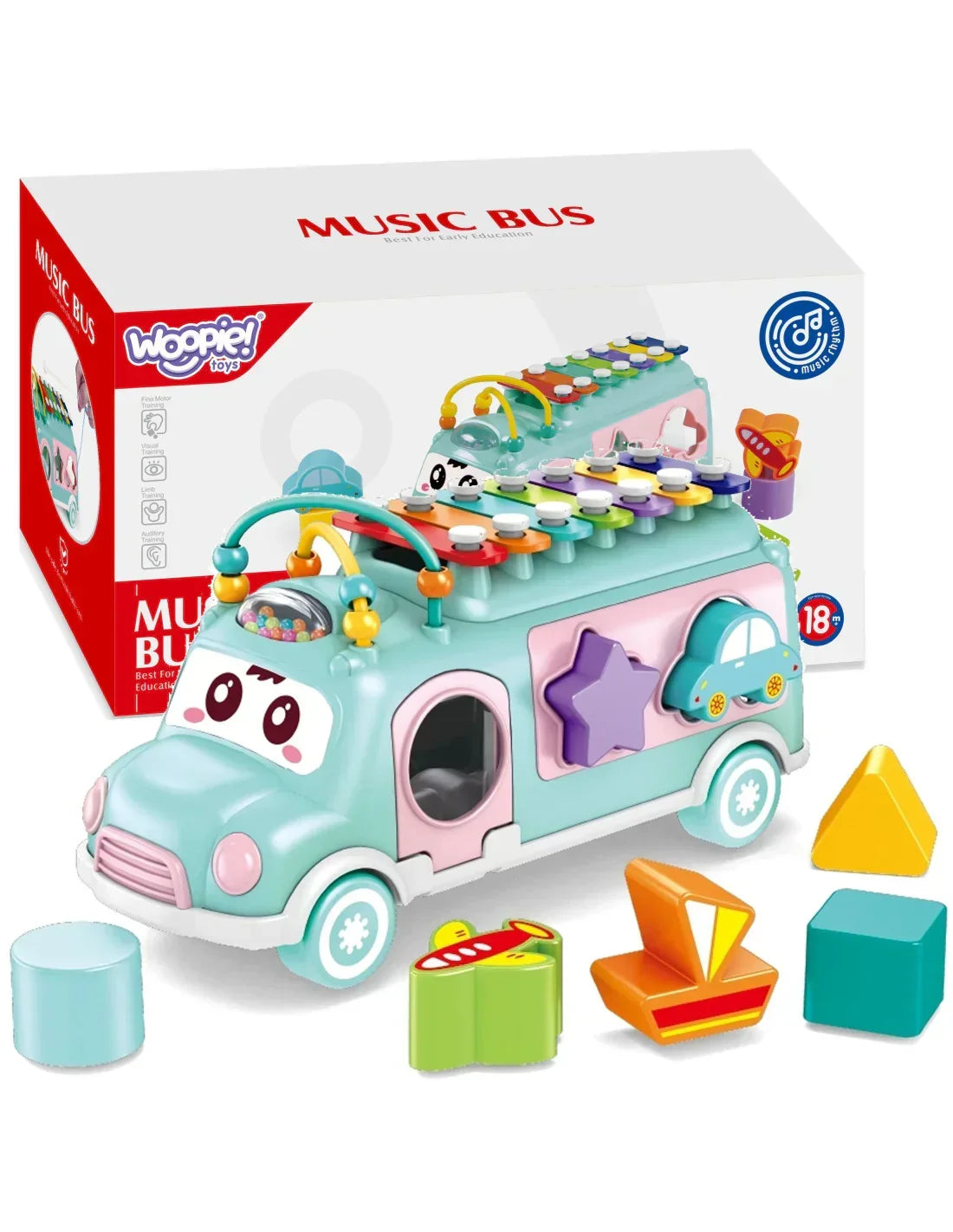 1-WOOPIE BABY Samochodzik Muzyczny Sorter z Cymbałkami Zielony-1