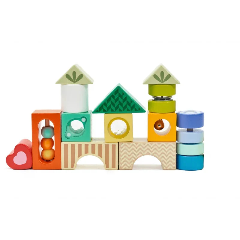 CLASSIC WORLD Drewniane Klocki Sensoryczne 7 Funkcji Układanka Multifunkcyjna Kształty Dźwięk MONTESSORI 14 el. - zabawki-dla-dziewczynki