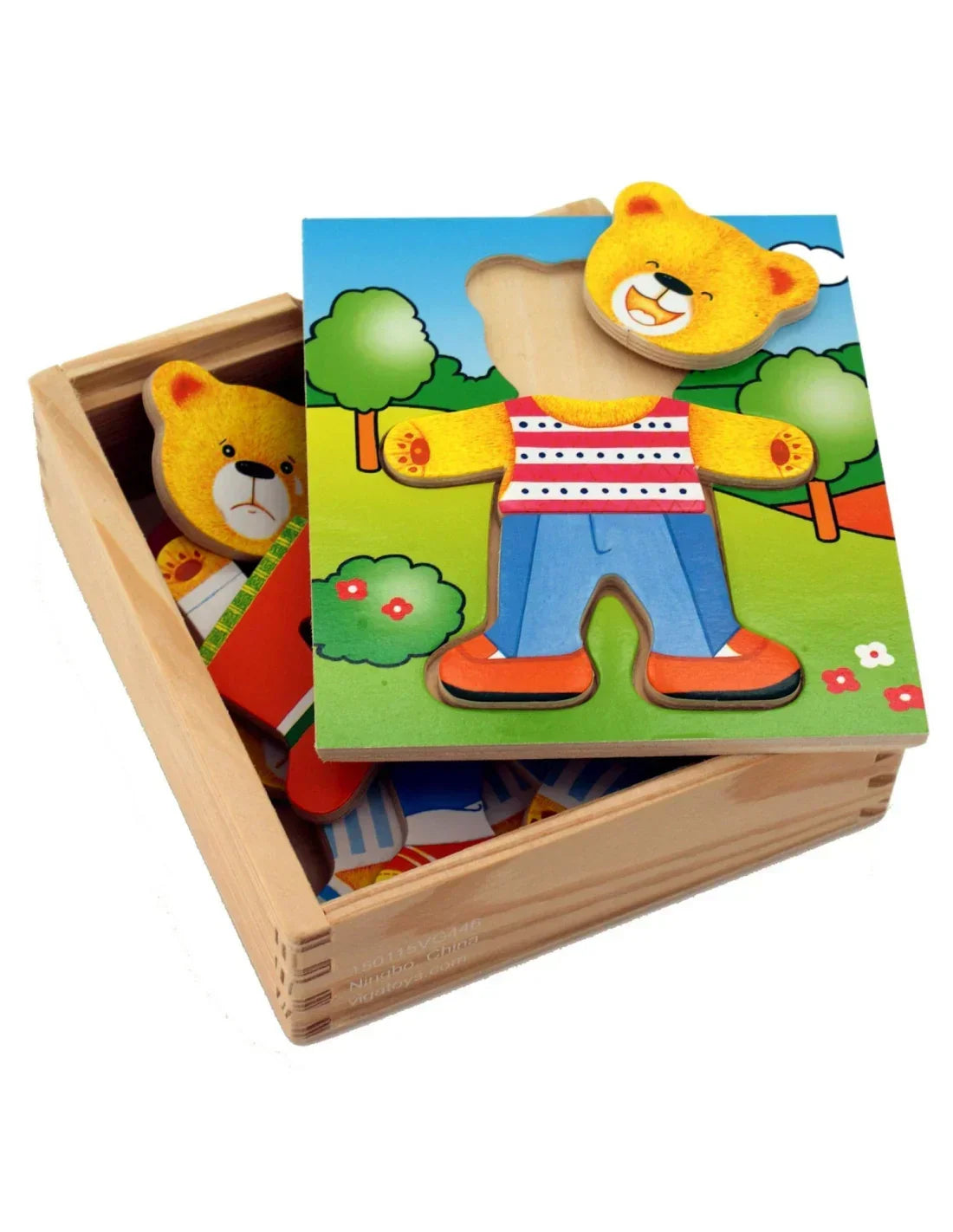 3-VIGA Drewniane Puzzle Układanka Edukacyjna Ubierz Misia Chłopca-3