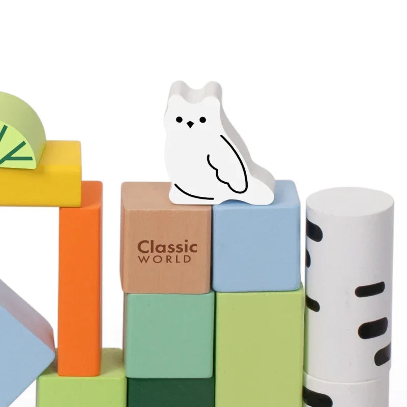 CLASSIC WORLD Zestaw Drewnianych Klocków Leśny Świat 50 el. - zabawki-dla-dziewczynki