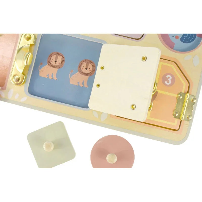8-TOOKY TOY Tablica Manipulacyjna Zamki Zębatki Sorter Zegar-8