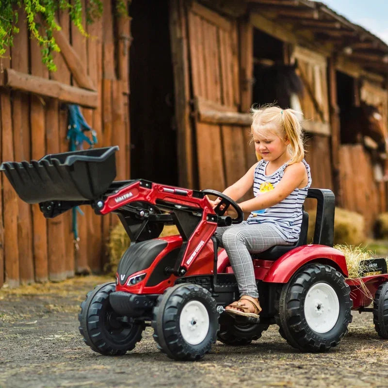 Zabawka traktor Valtra FALK bordowy z pedałami i łyżką - zabawki-dla-dziewczynki