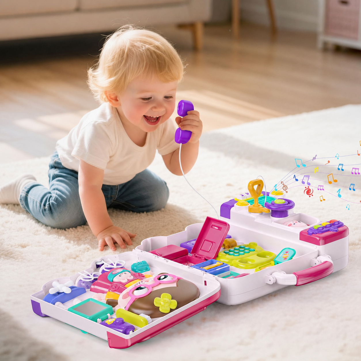 2-WOOPIE BABY Interaktywna Tablica Manipulacyjna Busy Car Walizka 3w1 Dźwięk Światło-2