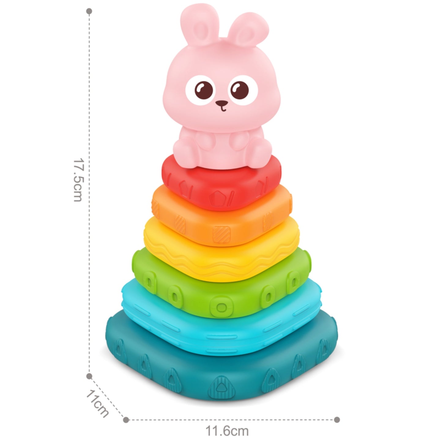 3-WOOPIE BABY Piramidka Sensoryczna Wieża Sorter Króliczek 6m+-3