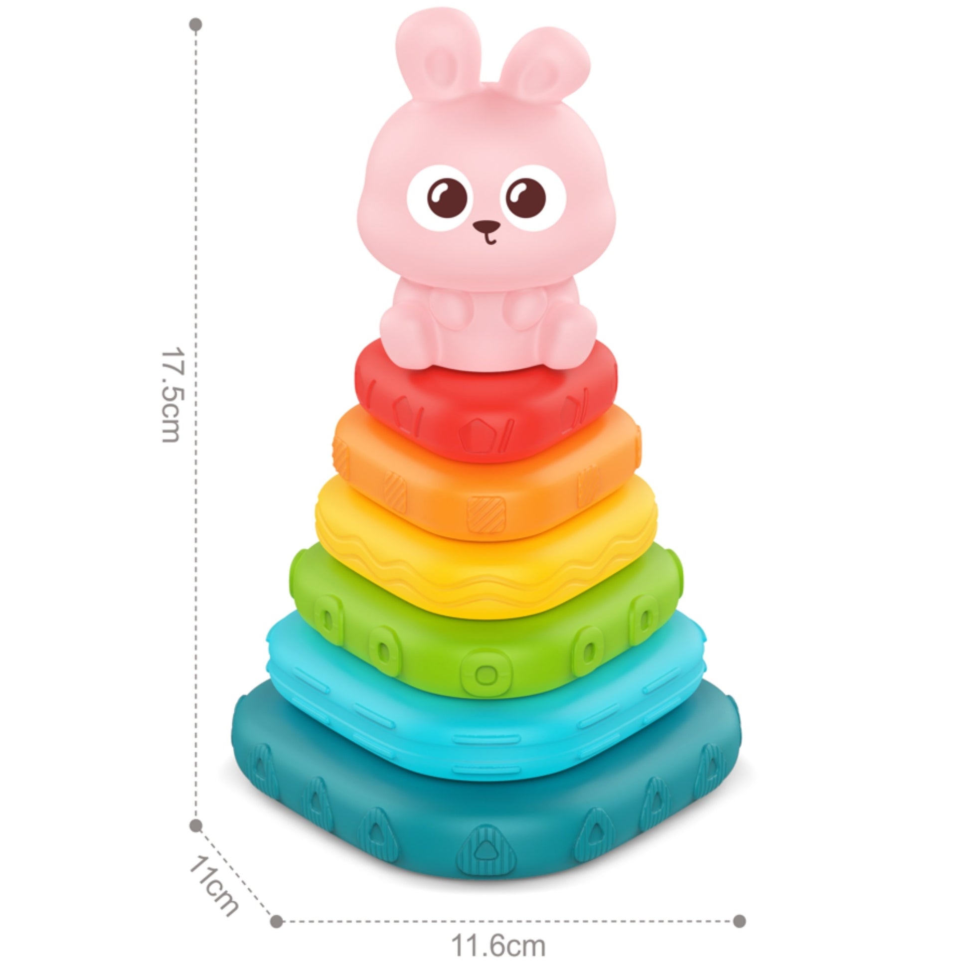 3-WOOPIE BABY Piramidka Sensoryczna Wieża Sorter Króliczek 6m+-3
