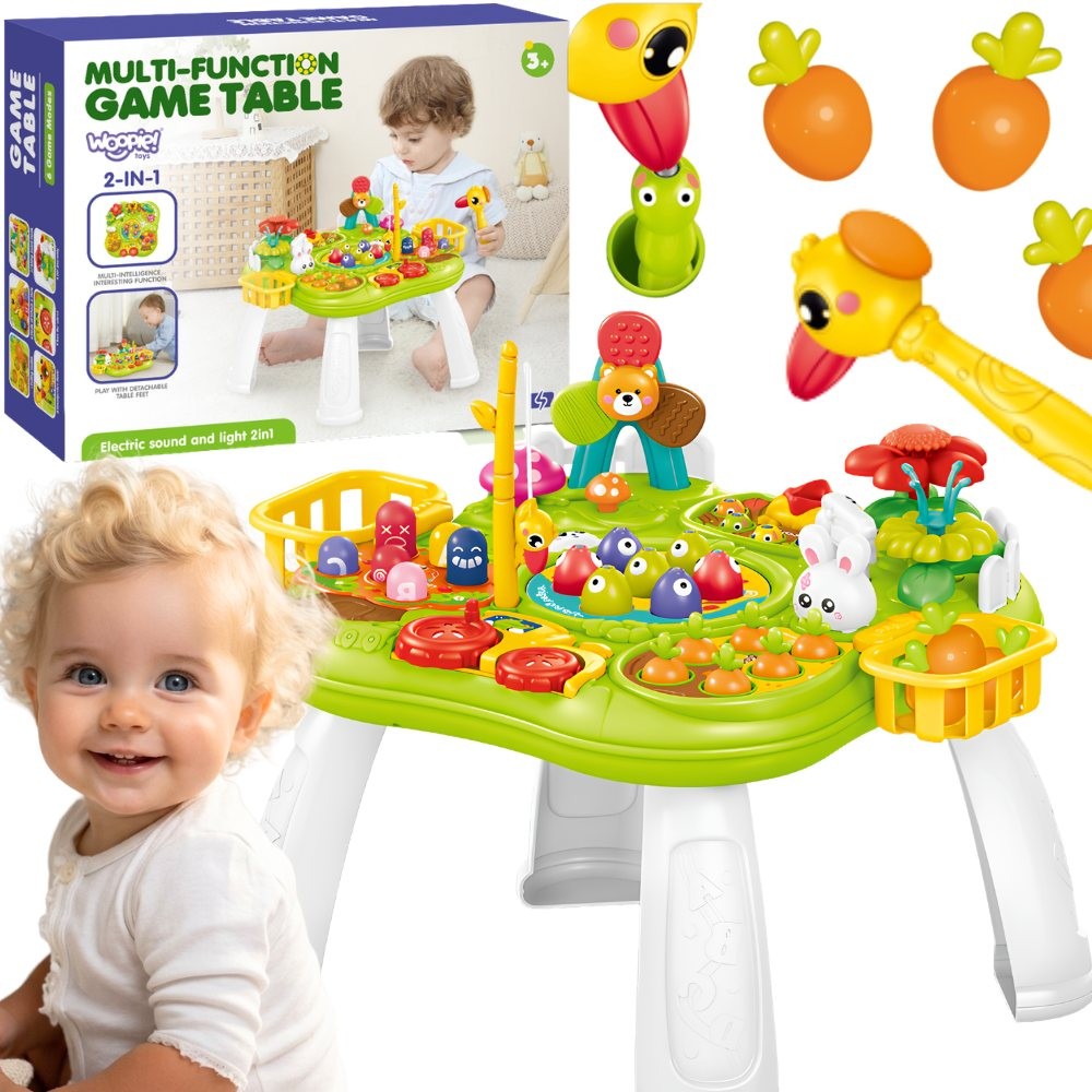 1-WOOPIE BABY Stolik Edukacyjny Interaktywny 2w1 Gra Łowienie Rybek Młotek Sorter Dźwięk Światło-1