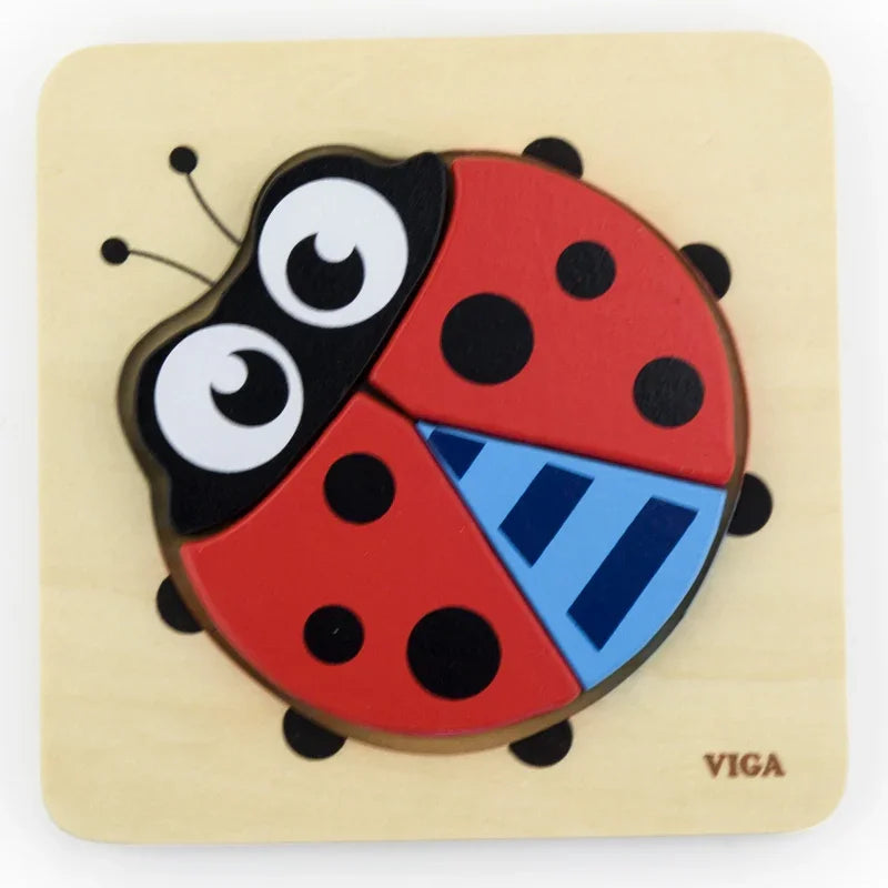 VIGA Pierwsze drewniane Puzzle maluszka Biedronka - zabawki-dla-dziewczynki