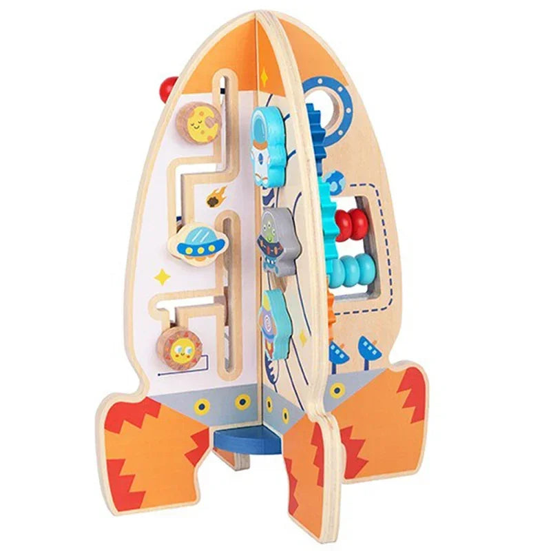 Drewniana zabawka Tooky Toy rakieta wielofunkcyjna rozwój manualny - zabawki-dla-dziewczynki