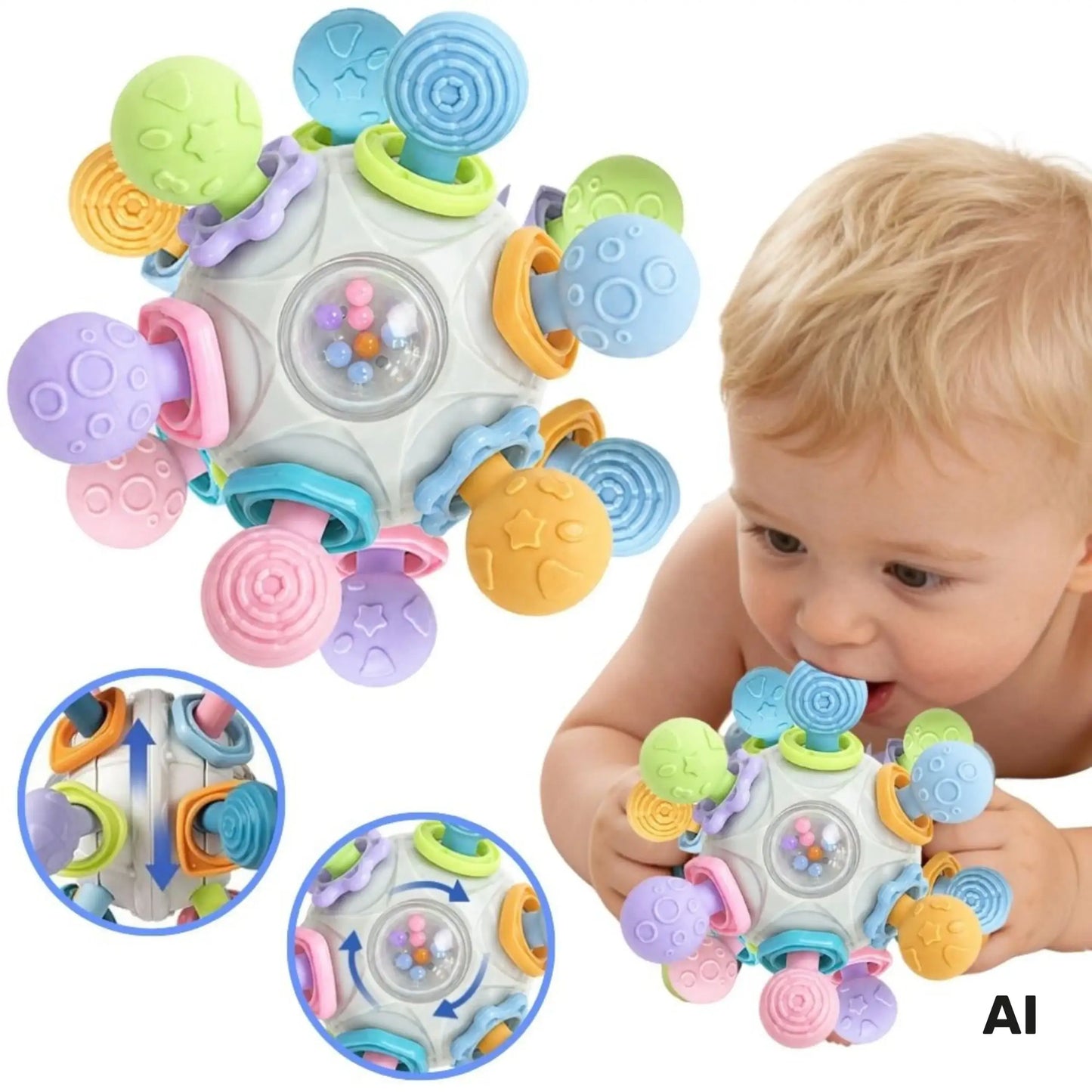 WOOPIE BABY zabawka sensoryczna gryzak piłka 3w1 6m+
