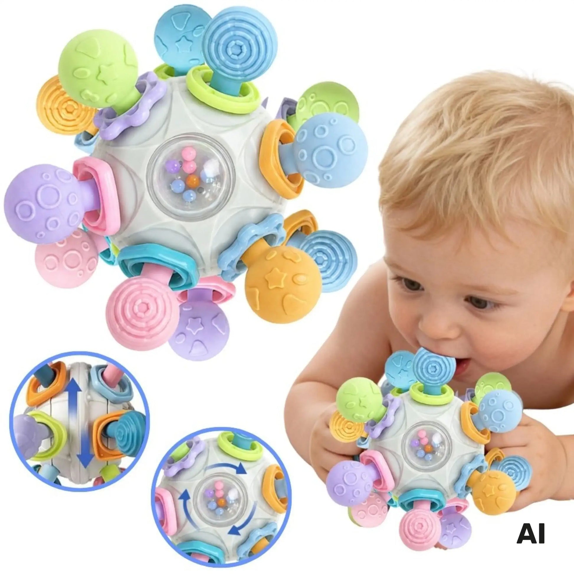 WOOPIE BABY zabawka sensoryczna gryzak piłka 3w1 6m+