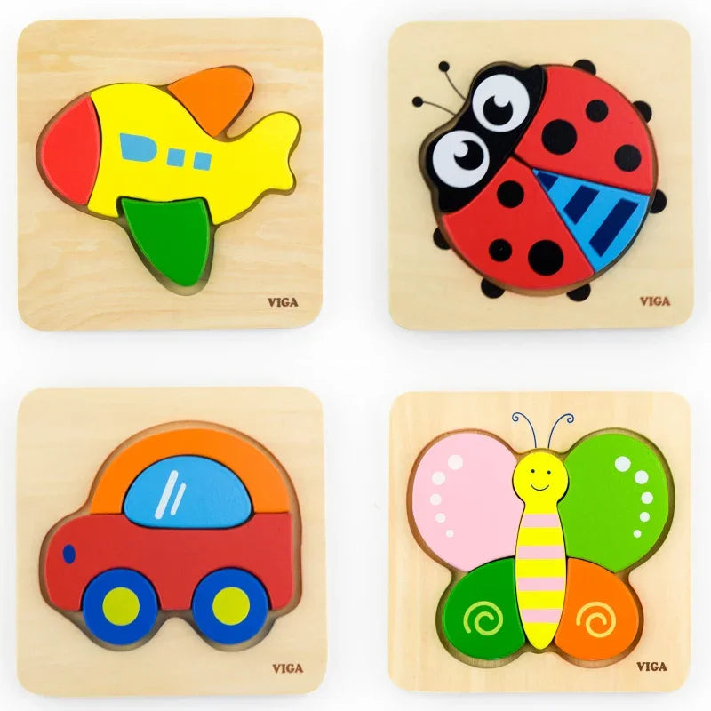 VIGA Pierwsze drewniane Puzzle maluszka Samochód - zabawki-dla-dziewczynki