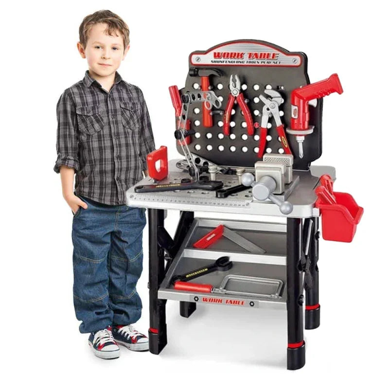 WOOPIE Duży Warsztat z Narzędziami dla Dzieci Zestaw Majsterkowicza Wiertarka Piła Młotek 50 el. - zabawki-dla-dziewczynki