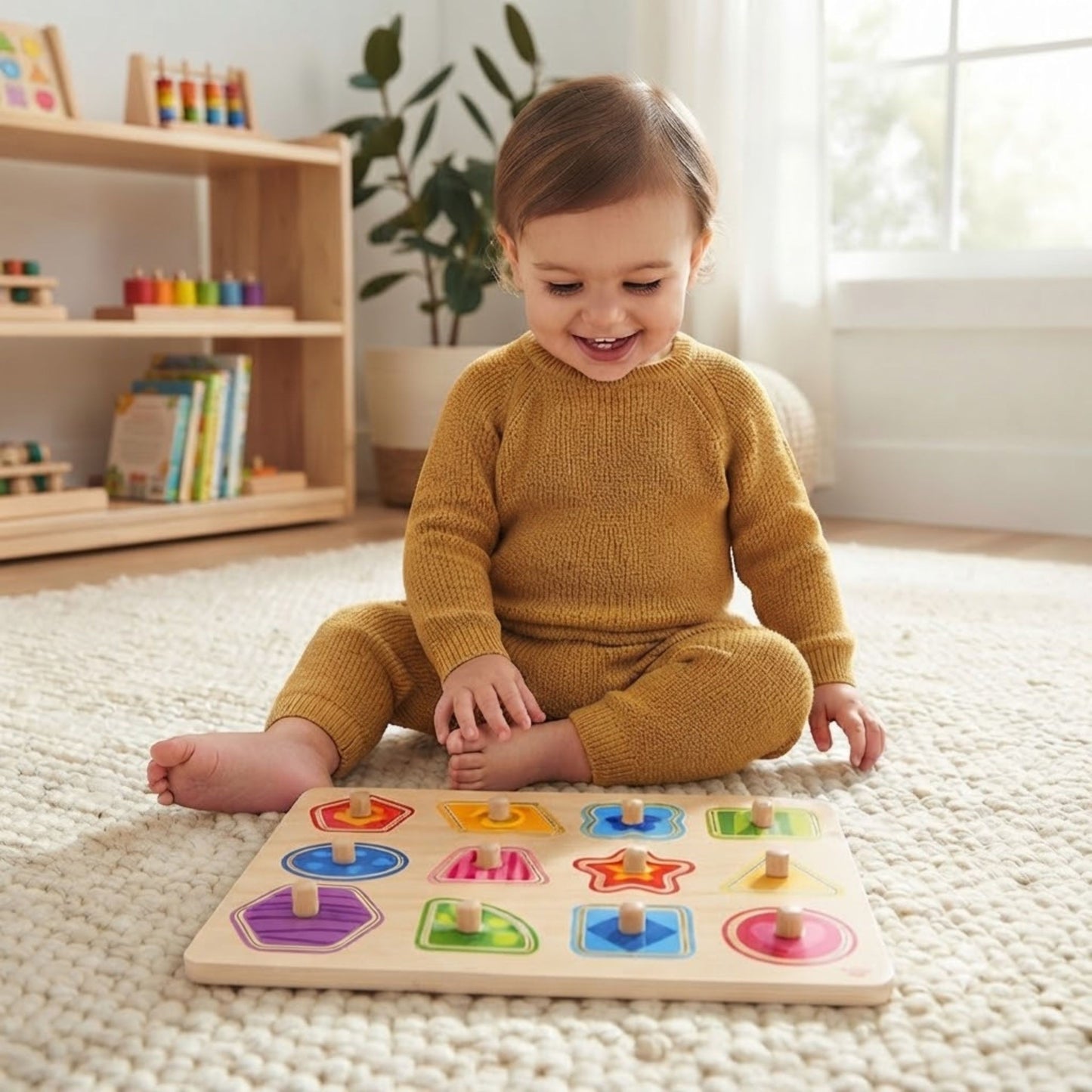 3-TOOKY TOY Puzzle Układanka Montessori Nauka Kształtów z Pinezkami-3