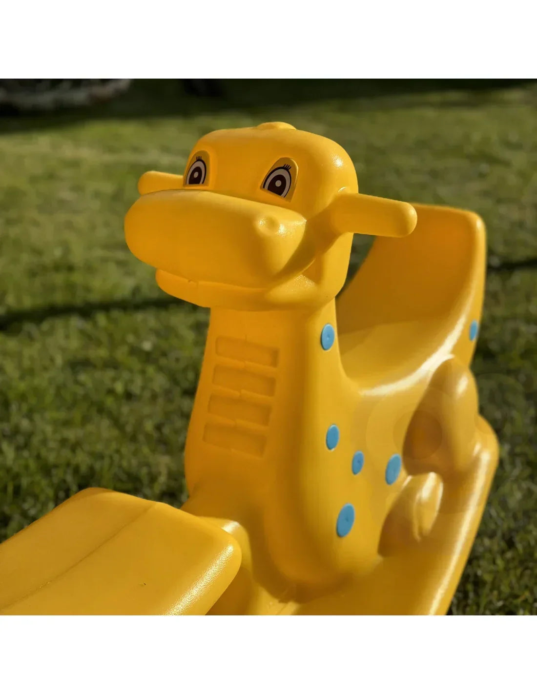 Huśtawka Dino żółta rozwój motoryki dzieci  - zabawki-dla-dziewczynki