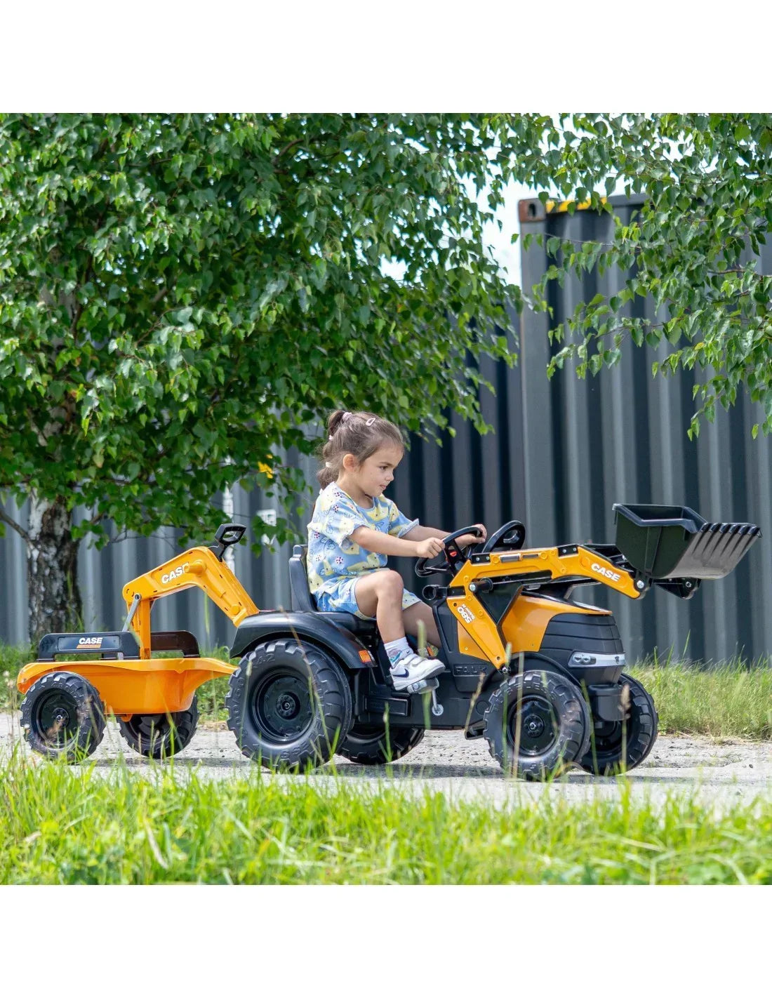 Pomarańczowy traktor Falk Case CE, replika Case Construction - zabawki-dla-dziewczynki