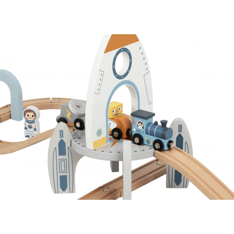 TOOKY TOY Drewniana Kolejka Kosmiczna Zestaw Tory - zabawki-dla-dziewczynki