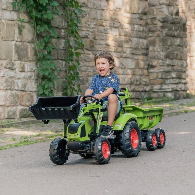 Zielony traktor FALK CLAAS AVEC na pedały z przyczepką dla dzieci od 3 lat - zabawki-dla-dziewczynki